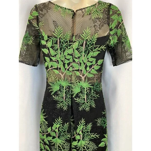 NEW Tadashi Shoji Dakar Green Lace Midi Dress $498